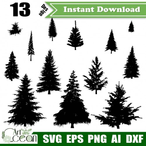 Download Pine And Cypress Svg Clipart Tree Svg Clipart Pine And Cypress Silhouette Cut File Cricut Stencil Png Dxf Jy38