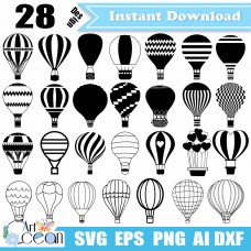 Hot Air Balloon svg,Hot Air Balloon Clipart,Air Balloon svg,Balloon svg,Hot Air Balloon sihouette cut file Cricut png dxf file-JY394