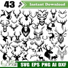 Deer Head svg,deer svg,deer head clipart,deer vector,deer hunting svg,deer head cricut silhouette cut file stencil png dxf-JY403