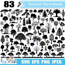 Tree svg,pine clipart,tree clipart vector silhouette cut file cricut stencil file png dxf-JY405