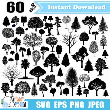 Tree svg,branch svg,pine svg,palm tree svg,forest svg,tree clipart png logo silhouette cut file cricut stencil file-JY406