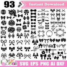 Bow svg bundle,ribbon bow svg,girl bow svg,hair bow svg,ribbon bow clipart sihouette vector cut file cricut png dxf-JY428