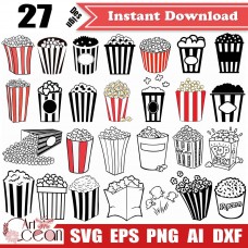 Popcorn SVG,Popcorn Clipart,cinema svg,movie svg,Popcorn png,Popcorn vector silhouette,Popcorn cut file Cricut dxf file-JY440