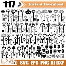 Key svg,Key clipart,vintage key svg,lock svg,magic key svg,love lock svg,key vector silhouette cut file cricut stencil file png dxf-JY468