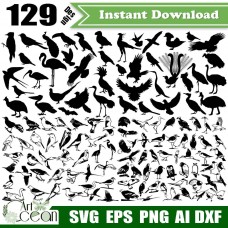 Bird svg,bird clipart,flamingo svg,eagle svg,peacock svg,animal svg,bird silhouette cut file cricut stencil file png dxf-JY510