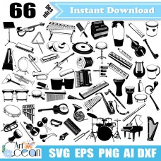 Musical instruments svg,entertainment equipment svg,musical object svg,clipart  vector silhouette cut file cricut stencil file png DXF-JY512