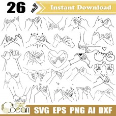 Hand in hand svg clipart,lovers hands svg clipart,valentine svg,love svg,lovers hands vector silhouette Cricut cut file png dxf-JY525