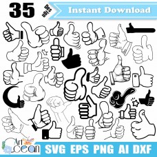 Thumb Up svg clipart,Awesome Thumbs svg,hands svg,Thumb up vector silhouette cut file cricut stencil file png dxf-JY528