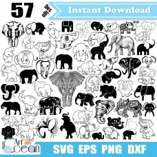 Elephant svg,Elephant clipart,Elephant Head svg,Elephant silhouette vector,Elephant cut file cricut stencil file png dxf-JY529