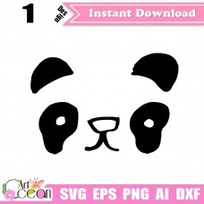 Panda svg clipart,panda face svg,panda face clipart vector silhouette cut file stencil file png dxf-JY53