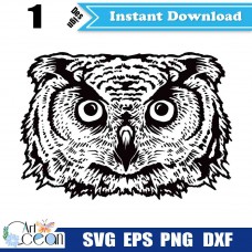 Owl head svg clipart,bird svg clipart,Owl silhouette cut file cricut stencil file png dxf-JY89