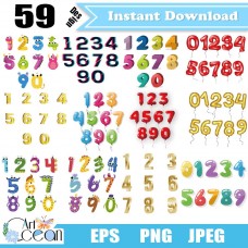 Colorful numbers letters clipart vector silhouette cut file cricut stencil file png eps-QT04