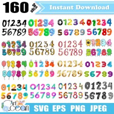 Colorful numbers letters clipart vector silhouette cut file cricut png eps-QT05