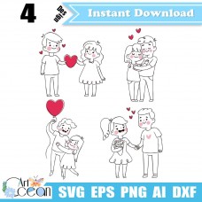 Couples Lovers svg clipart vector silhouette cut file stencil file Circut png dxf-RW11
