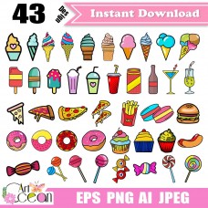 Food clipart,ice cream clipart,candy clipart,beverage clipart,pizza cliaprt,cup cake clipart png cricut stencil file-SG06