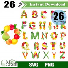 Fruit english letter svg,fruit alphabet svg, clipart logo vector cricut png eps-SG08