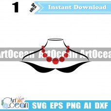 Woman fashion necklace wearing svg vector logo silhouette Clipart Cricut cut file png dxf-SS03