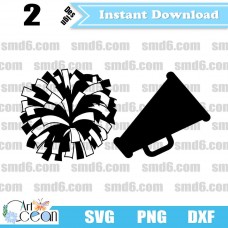 Cheerleader SVG,Cheer Megaphone SVG,Cheerleader PNG,Cheerleader DXF,Vector,Silhouette,Cut File,Cricut File,Clipart