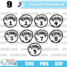 Thing 1-Thing 9 SVG,Thing 1-Thing 9  PNG, DXF,Vector,Silhouette,Cut File,Cricut File,Clipart