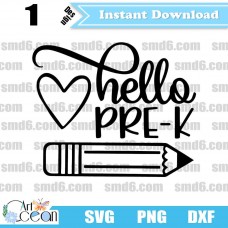 Hello Pre-K SVG,Back to School SVG,Back to School PNG,DXF,Vector,Silhouette,Cut File,Cricut File,Clipart