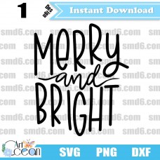 Merry Bright SVG,Merry Bright PNG,Merry Bright DXF,Vector,Silhouette,Cut File,Cricut File-1