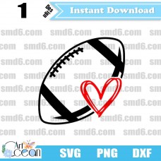 Football with Heart SVG,Football with Heart PNG,DXF,Vector,Silhouette,Cut File,Cricut File,Clipart