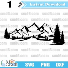Mountain SVG,Mountain PNG,Mountain DXF,Vector,Silhouette,Cut File,Cricut File